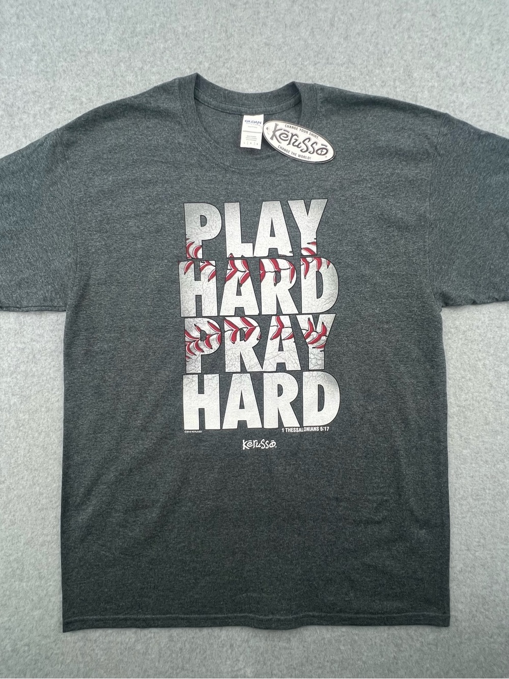 Gildan Inspirational 'Play Hard Pray Hard' Graphic Baseball Tee - Men’s